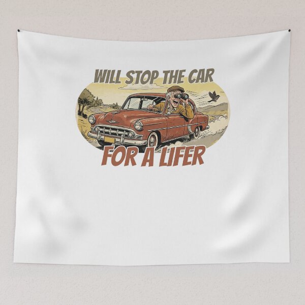 Item preview, Will Stop The Car For A Lifer - Funny Birdwatching Retro Oval Vintage Birdwatching Grandpa designed and sold by Neurospicy Trolls.