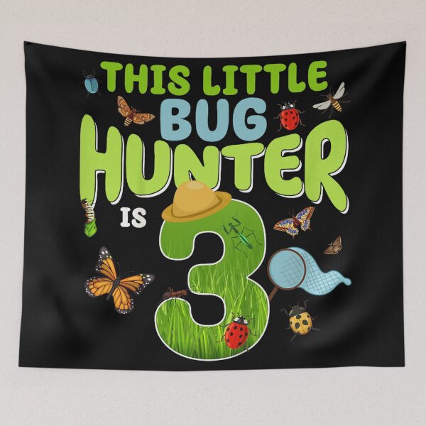 Item preview, This Little Bug Hunter Is Three Cute Birthday Adventure Theme designed and sold by PhocoNibict.