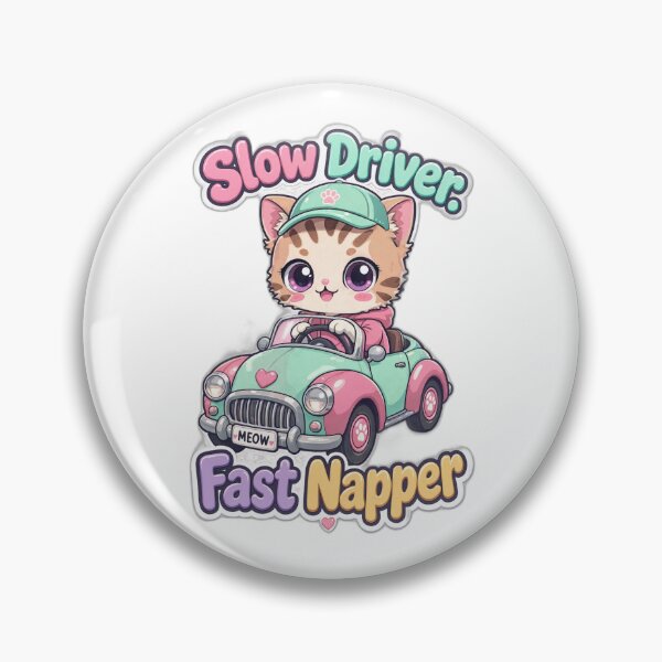 Item preview, Cute Driving Cat – Slow Driver Fast Napper | Funny Kawaii Cat Sticker designed and sold by MurkCraft.
