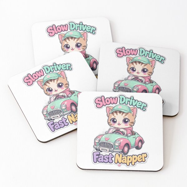 Item preview, Cute Driving Cat – Slow Driver Fast Napper | Funny Kawaii Cat Sticker designed and sold by MurkCraft.
