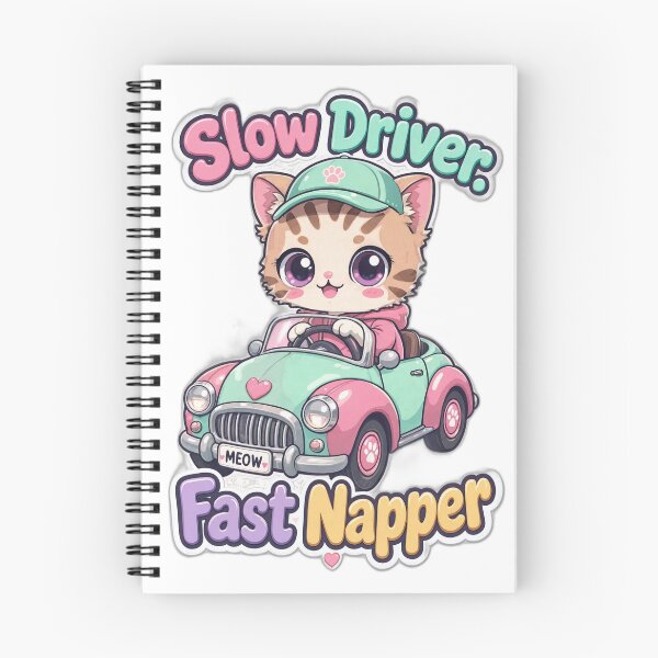 Item preview, Cute Driving Cat – Slow Driver Fast Napper | Funny Kawaii Cat Sticker designed and sold by MurkCraft.