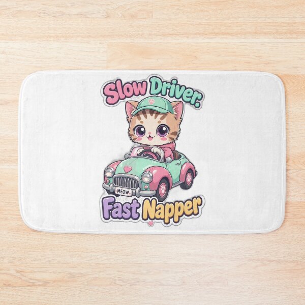 Item preview, Cute Driving Cat – Slow Driver Fast Napper | Funny Kawaii Cat Sticker designed and sold by MurkCraft.