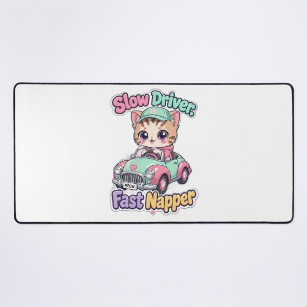Item preview, Cute Driving Cat – Slow Driver Fast Napper | Funny Kawaii Cat Sticker designed and sold by MurkCraft.