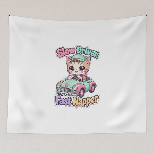 Item preview, Cute Driving Cat – Slow Driver Fast Napper | Funny Kawaii Cat Sticker designed and sold by MurkCraft.