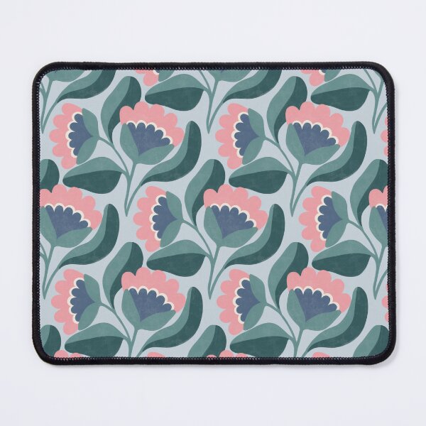 Item preview, Flowing Folk Floral Pattern in Powder Blue & Teal designed and sold by Illustrated by Nat.