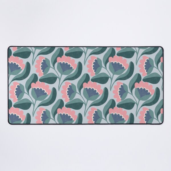Item preview, Flowing Folk Floral Pattern in Powder Blue & Teal designed and sold by Illustrated by Nat.