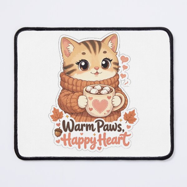 Item preview, Cozy Cat with Hot Cocoa – Warm Paws Happy Heart | Cute Autumn Kawaii Cat designed and sold by MurkCraft.