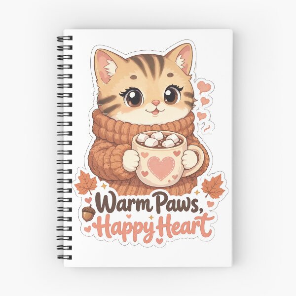 Item preview, Cozy Cat with Hot Cocoa – Warm Paws Happy Heart | Cute Autumn Kawaii Cat designed and sold by MurkCraft.