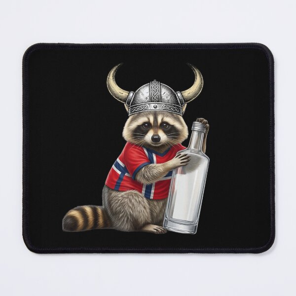 Item preview, Funny Norwegian Viking Raccoon Holding Bottle Cute Nordic Animal designed and sold by PhocoNibict.