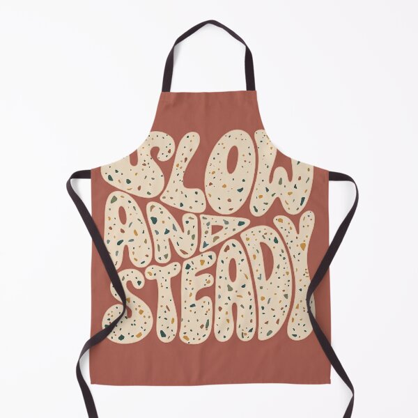 Artikelvorschau, Slow and Steady" - Retro Boho Typografie mit Terrazzo-Muster entworfen und verkauft von Artdavesalzburg.