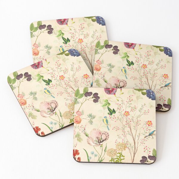 Item preview, Vintage Botanical Birds & Floral Pattern designed and sold by behappyandrelax.