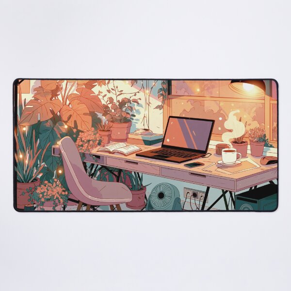 Item preview, Cozy Plant Desk Setup Aesthetic Illustration designed and sold by VectorForge.