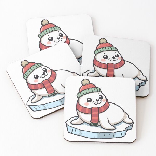 Item preview, For the Love Of Winter Wildlife - Cute Weddell Seal with Beanie & Scarf designed and sold by The Design Trendz.