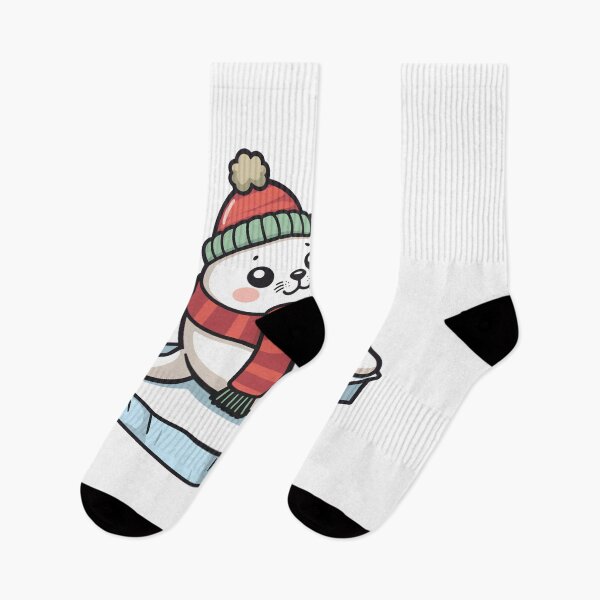 Item preview, For the Love Of Winter Wildlife - Cute Weddell Seal with Beanie & Scarf designed and sold by The Design Trendz.