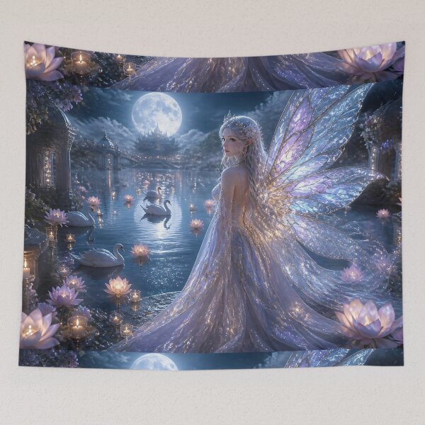 Item preview, Fairy Queen by Moonlit Lake with Swans designed and sold by sigmaartstudio.