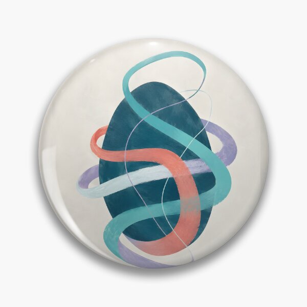 Item preview, Abstract Oval Canvas Print | Modern Swirling Ribbon Wall Art | Dark Teal and Coral Geometric Artwork | Minimalist Pastel Organic Flow Poster designed and sold by SergioMiklos.