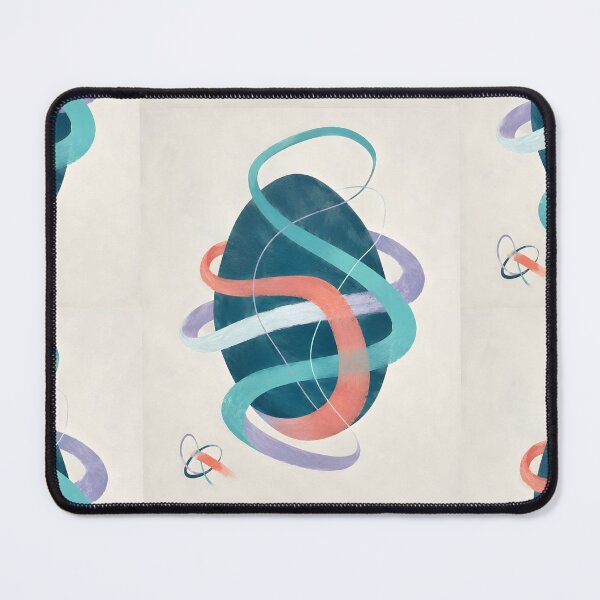 Item preview, Abstract Oval Canvas Print | Modern Swirling Ribbon Wall Art | Dark Teal and Coral Geometric Artwork | Minimalist Pastel Organic Flow Poster designed and sold by SergioMiklos.