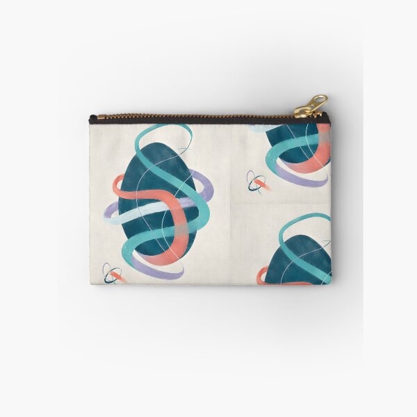 Item preview, Abstract Oval Canvas Print | Modern Swirling Ribbon Wall Art | Dark Teal and Coral Geometric Artwork | Minimalist Pastel Organic Flow Poster designed and sold by SergioMiklos.