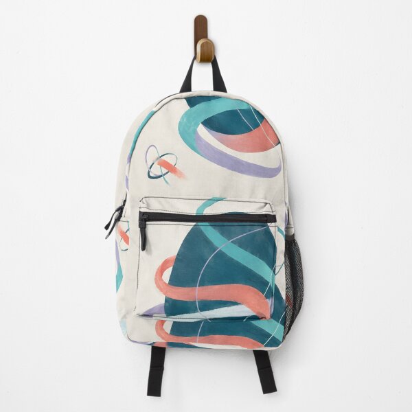 Item preview, Abstract Oval Canvas Print | Modern Swirling Ribbon Wall Art | Dark Teal and Coral Geometric Artwork | Minimalist Pastel Organic Flow Poster designed and sold by SergioMiklos.