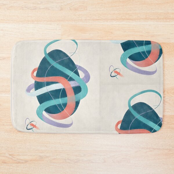 Item preview, Abstract Oval Canvas Print | Modern Swirling Ribbon Wall Art | Dark Teal and Coral Geometric Artwork | Minimalist Pastel Organic Flow Poster designed and sold by SergioMiklos.
