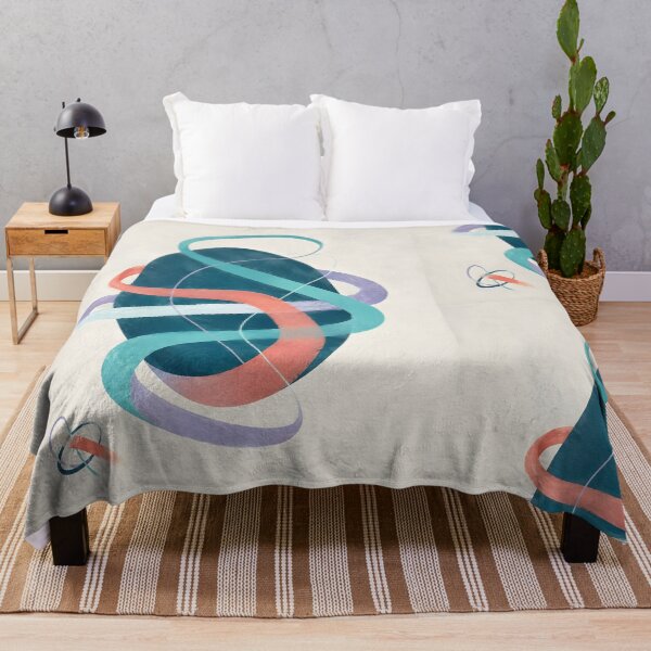 Item preview, Abstract Oval Canvas Print | Modern Swirling Ribbon Wall Art | Dark Teal and Coral Geometric Artwork | Minimalist Pastel Organic Flow Poster designed and sold by SergioMiklos.