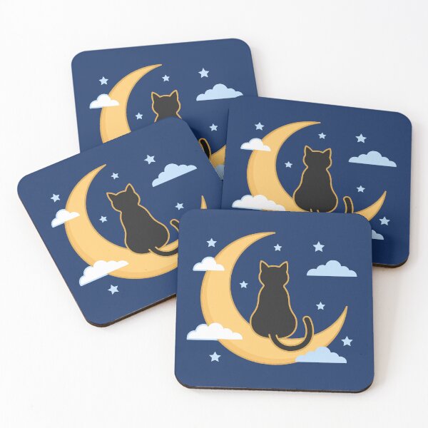 Item preview, Moonlit Cat Stargazing Minimalist Night designed and sold by JumpJammiesTees.