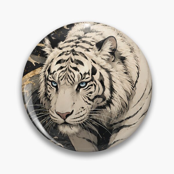 Item preview, White Tiger Ocean Wave Relief Art | Embossed Wildlife Wall Decor | Majestic White Tiger | Oriental Ocean Sculpture Style | Textured Animal Artwork | Zen Home Decor designed and sold by ManJiangHong.
