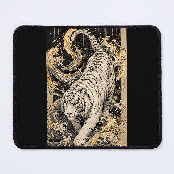 Item preview, White Tiger Ocean Wave Relief Art | Embossed Wildlife Wall Decor | Majestic White Tiger | Oriental Ocean Sculpture Style | Textured Animal Artwork | Zen Home Decor designed and sold by ManJiangHong.