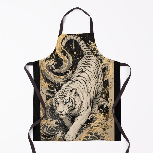Item preview, White Tiger Ocean Wave Relief Art | Embossed Wildlife Wall Decor | Majestic White Tiger | Oriental Ocean Sculpture Style | Textured Animal Artwork | Zen Home Decor designed and sold by ManJiangHong.