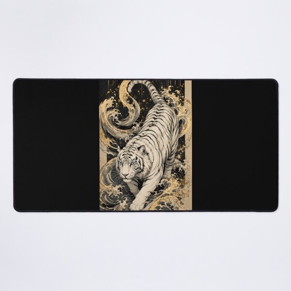Item preview, White Tiger Ocean Wave Relief Art | Embossed Wildlife Wall Decor | Majestic White Tiger | Oriental Ocean Sculpture Style | Textured Animal Artwork | Zen Home Decor designed and sold by ManJiangHong.