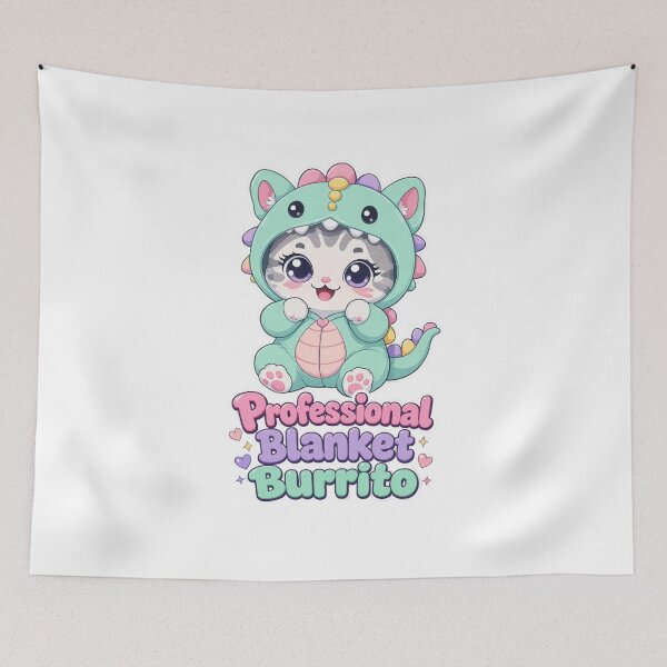 Item preview, Cute Cat in Dinosaur Kigurumi – Professional Blanket Burrito | Kawaii Cat Sticker designed and sold by MurkCraft.