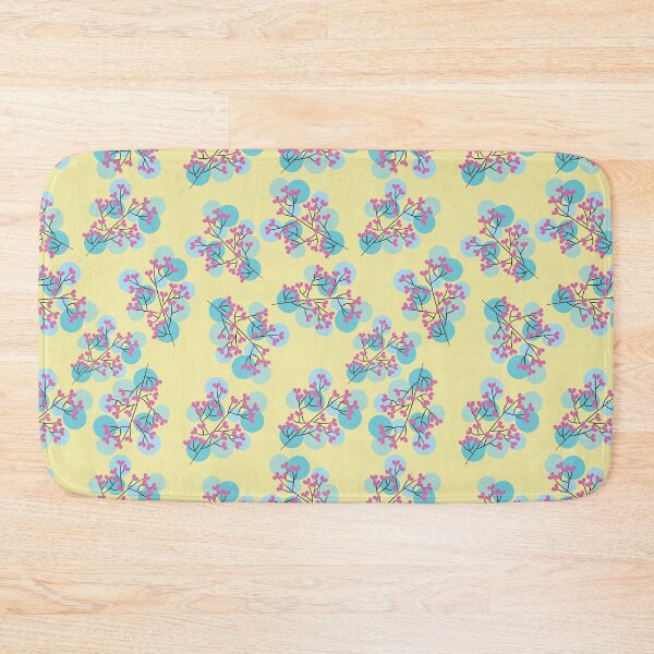 Item preview, Seamless Cute Floral Branch Pattern with Pink Blossoms on Soft Yellow Background designed and sold by ChaReePat.