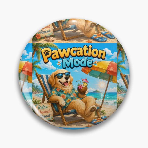Item preview, Pawcation Mode Golden Retriever Summer Vacation Dog designed and sold by Little Paw Atelier.