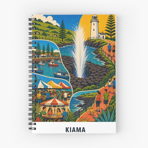 Item preview, Kiama Harbour Markets Coastal Walk Blowhole and Lighthouse designed and sold by Print My Town.
