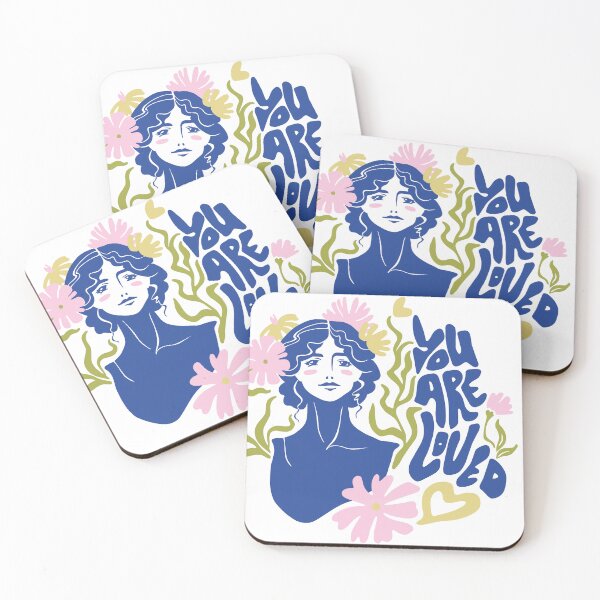 Item preview, You are loved, woman and flowers, blue, green and pink designed and sold by Vansn-Design.