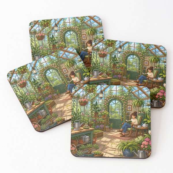 Item preview, Cozy Greenhouse Pixel Art Reading Room designed and sold by Yiruda-Art.