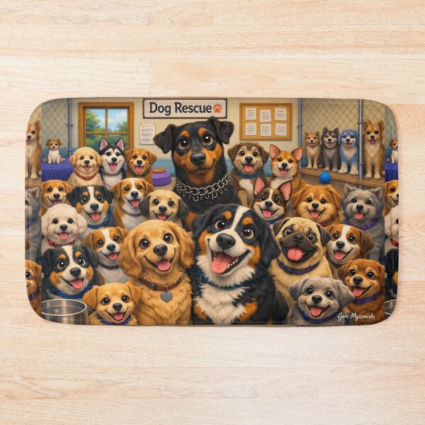 Item preview, Pixar‑Style Dog Rescue Shelter – Joyful Canine Family Panorama designed and sold by The Art Queen Of Michigan .