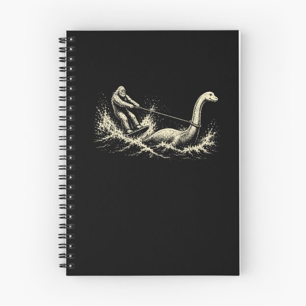 Item preview, Bigfoot Water Skiing Behind Nessie Cryptid Humor designed and sold by margamPagenberg.