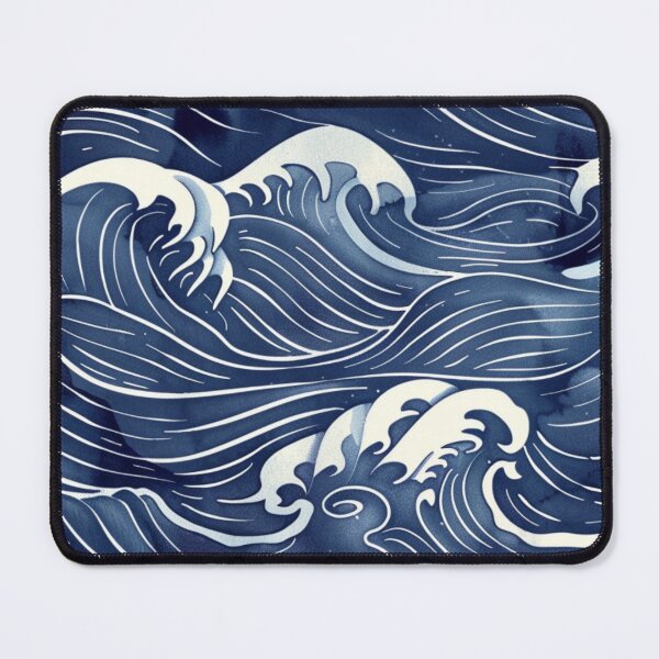Item preview, Japanese Ocean Waves Blue Seamless Pattern All-Over-Print designed and sold by VectorForge.