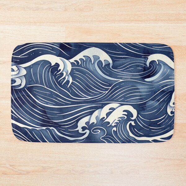 Item preview, Japanese Ocean Waves Blue Seamless Pattern All-Over-Print designed and sold by VectorForge.