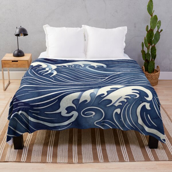 Item preview, Japanese Ocean Waves Blue Seamless Pattern All-Over-Print designed and sold by VectorForge.