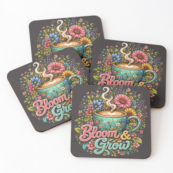 Item preview, Bloom & Grow – Floral Coffee Cup | Cute Inspirational Cartoon Illustration designed and sold by SmikiM.