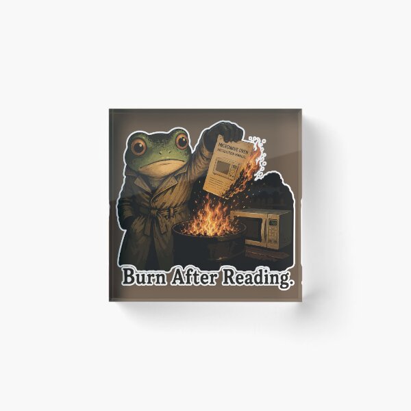 Item preview, Burn After Reading Frog Sticker – Funny Dark Humor Instruction Manual designed and sold by SimplePoDesign.