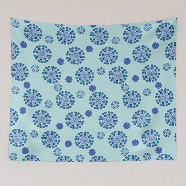 Item preview, Seamless Blue Geometric Floral Pattern with Abstract Flowers on Light Blue Background designed and sold by ChaReePat.