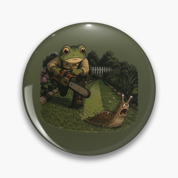 Item preview, Chainsaw Frog vs Giant Slug Sticker – Funny Garden Pest Control designed and sold by SimplePoDesign.