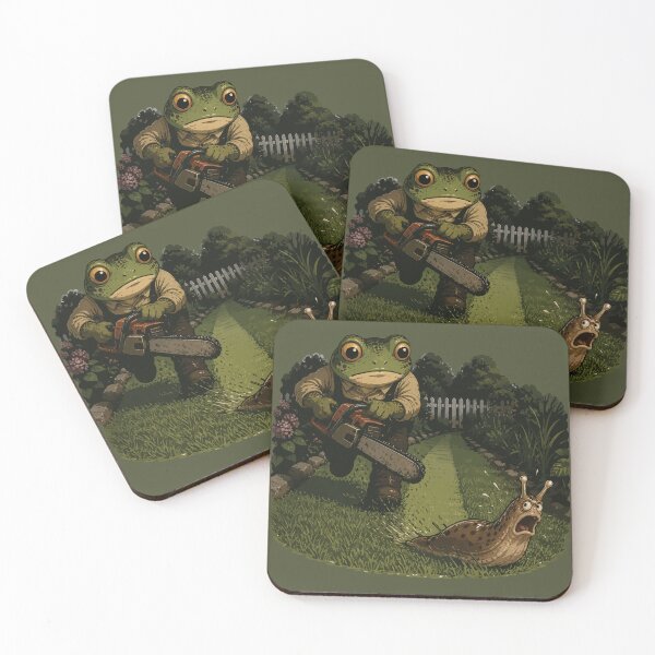 Item preview, Chainsaw Frog vs Giant Slug Sticker – Funny Garden Pest Control designed and sold by SimplePoDesign.