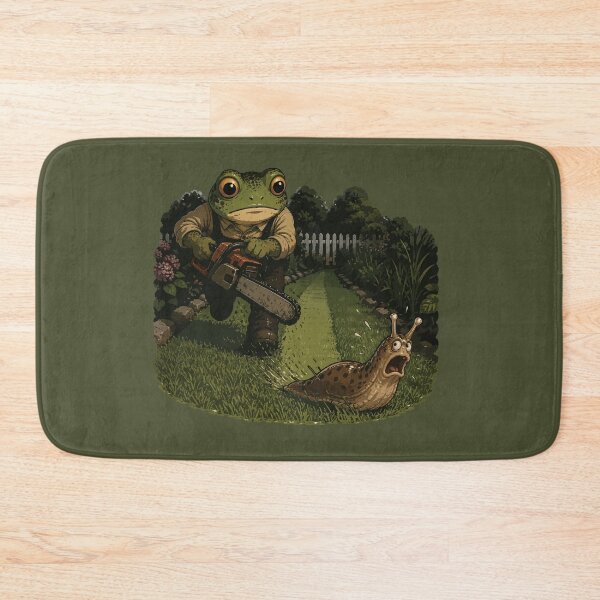 Item preview, Chainsaw Frog vs Giant Slug Sticker – Funny Garden Pest Control designed and sold by SimplePoDesign.