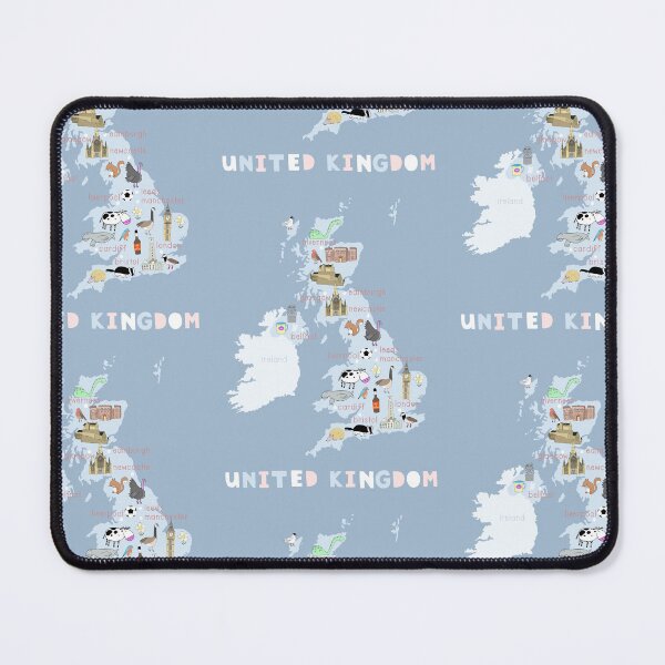 Item preview, United Kingdom Illustrated Map Blue with Country Icons designed and sold by Carla Daly.