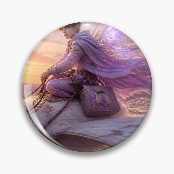 Item preview, Fairy Courier Riding White Moth Over Lavender Fields designed and sold by sigmaartstudio.