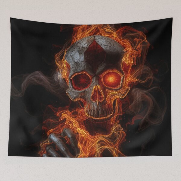 Item preview, Creepy Scary Surreal Flaming Skull Halloween designed and sold by GaffaDesigns.